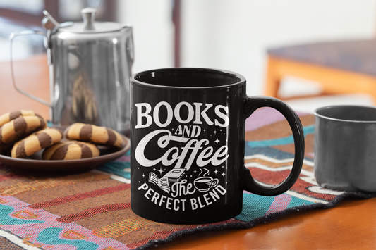 Buy 'Books and Coffee - The Perfect Blend' Mug | Exclusive Black Glossy Cup for Coffee Lovers