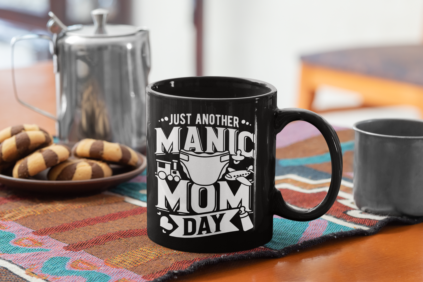 Just Another Manic Mom Day - Black Glossy Mug for Moms