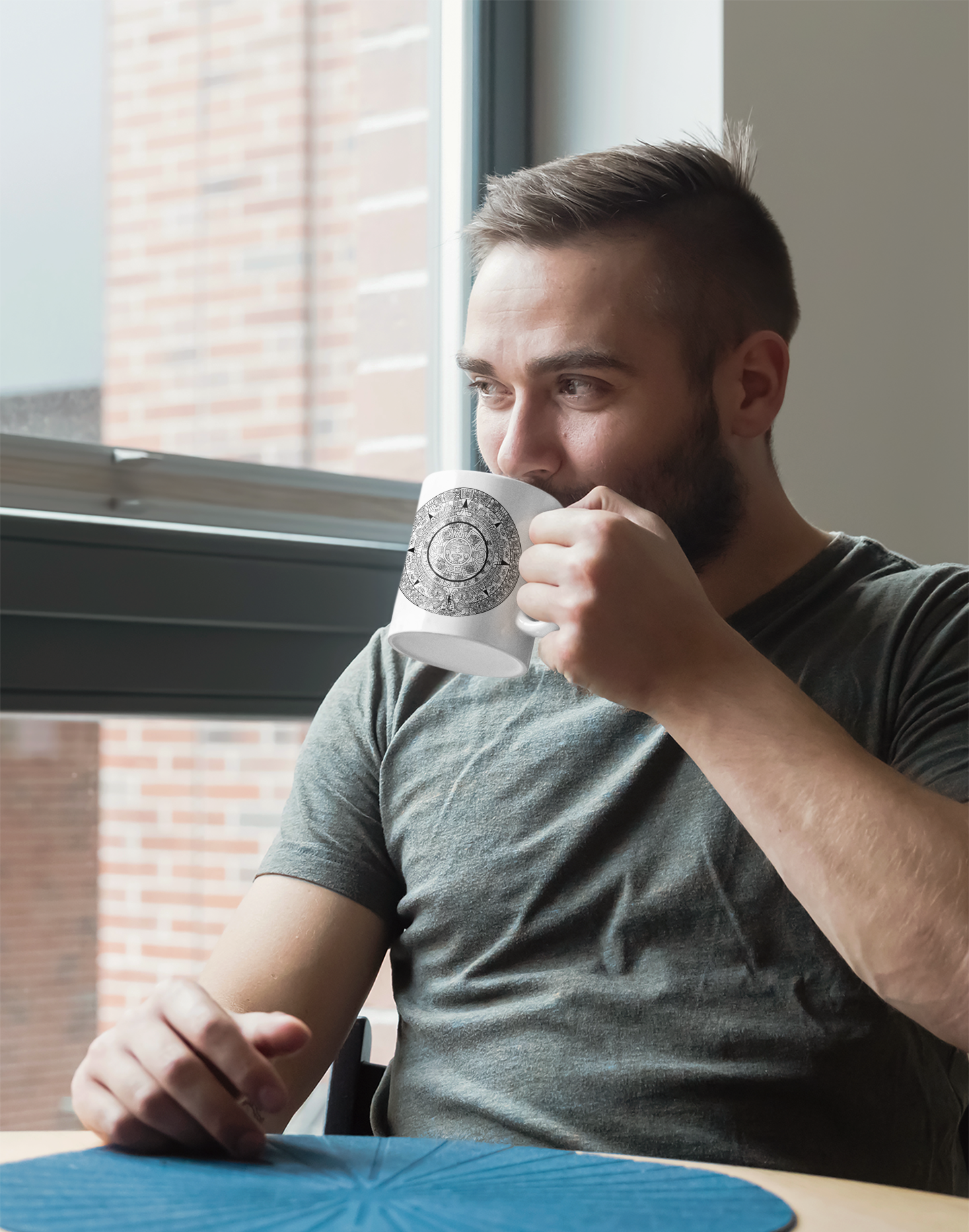 Aztec Calendar Stone - White glossy mug