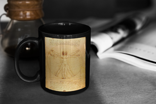 Buy Leonardo Da Vinci Vitruvian Man Mug – Exclusive Renaissance Design at Dino's Tees
