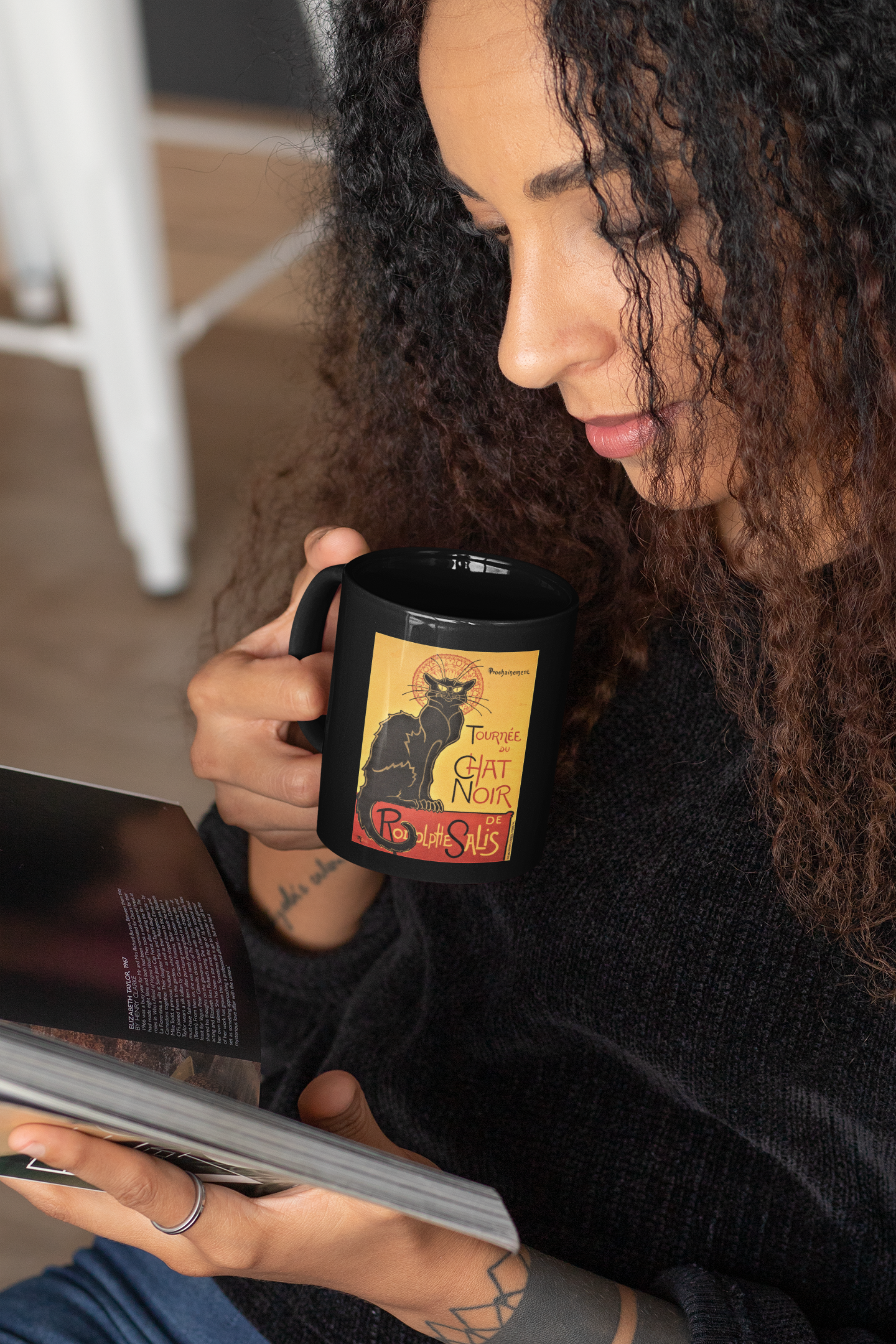 Buy 'Le Chat Noir' Mug – Exclusive Coffee and Cat Lover's Delight at Dino's Tees