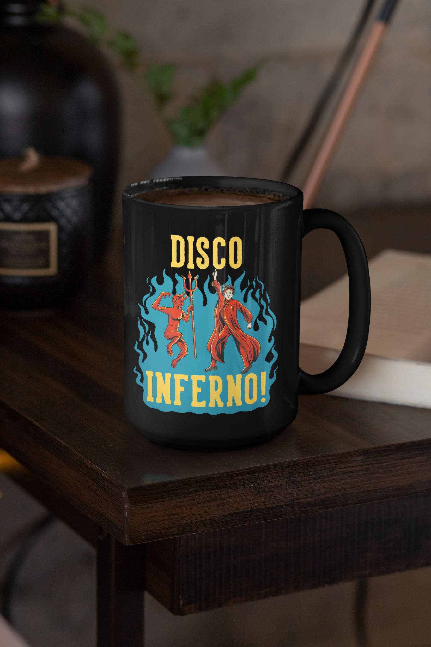 Buy 'Disco Inferno!' Black Glossy Coffee Mug | Dino's Tees