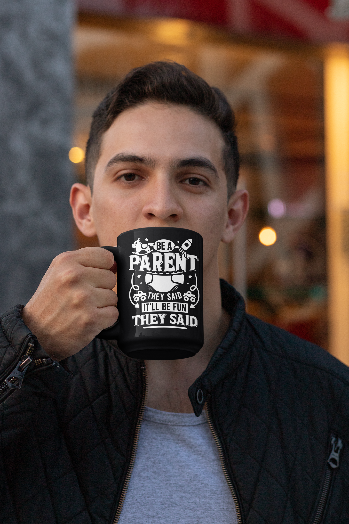 Buy 'Be a Parent They Said...' Black Glossy Mug | Dino's Tees