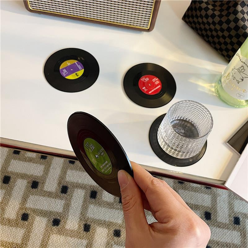 Retro Vinyl Mug Coasters - IMPRESS EVERYONE WITH THESE COOL RETRO COASTERS!