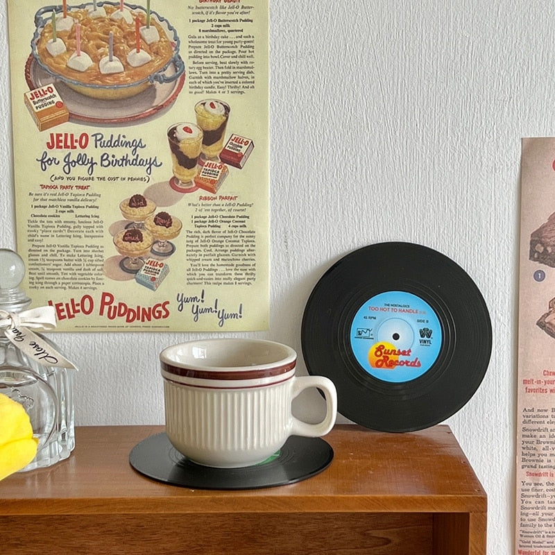 Retro Vinyl Mug Coasters - IMPRESS EVERYONE WITH THESE COOL RETRO COASTERS!