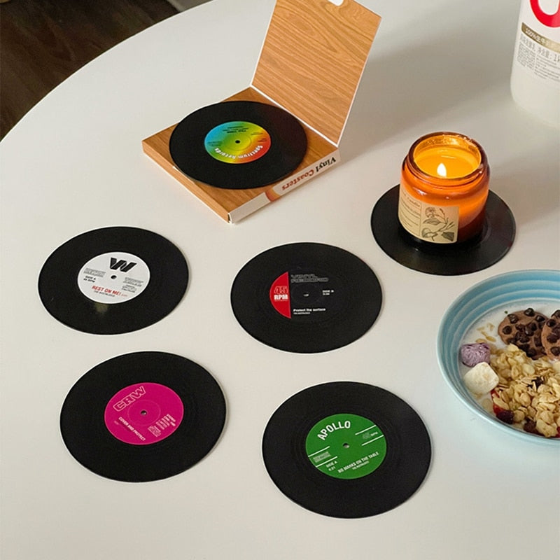 Retro Vinyl Mug Coasters - IMPRESS EVERYONE WITH THESE COOL RETRO COASTERS!