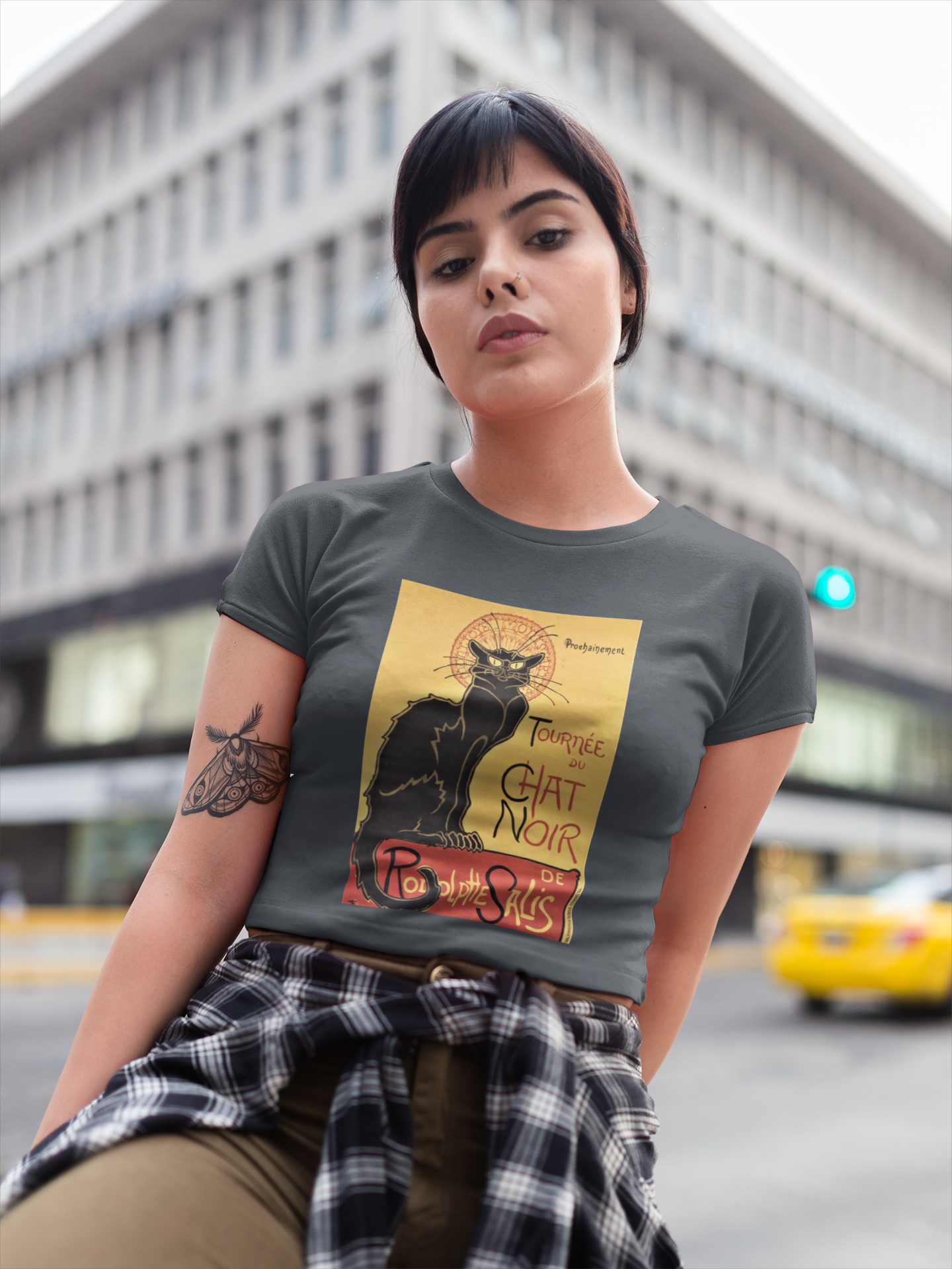 Buy 'Le Chat Noir' T-Shirt – Exclusive Wear for Coffee and Cat Enthusiasts at Dino's Tees