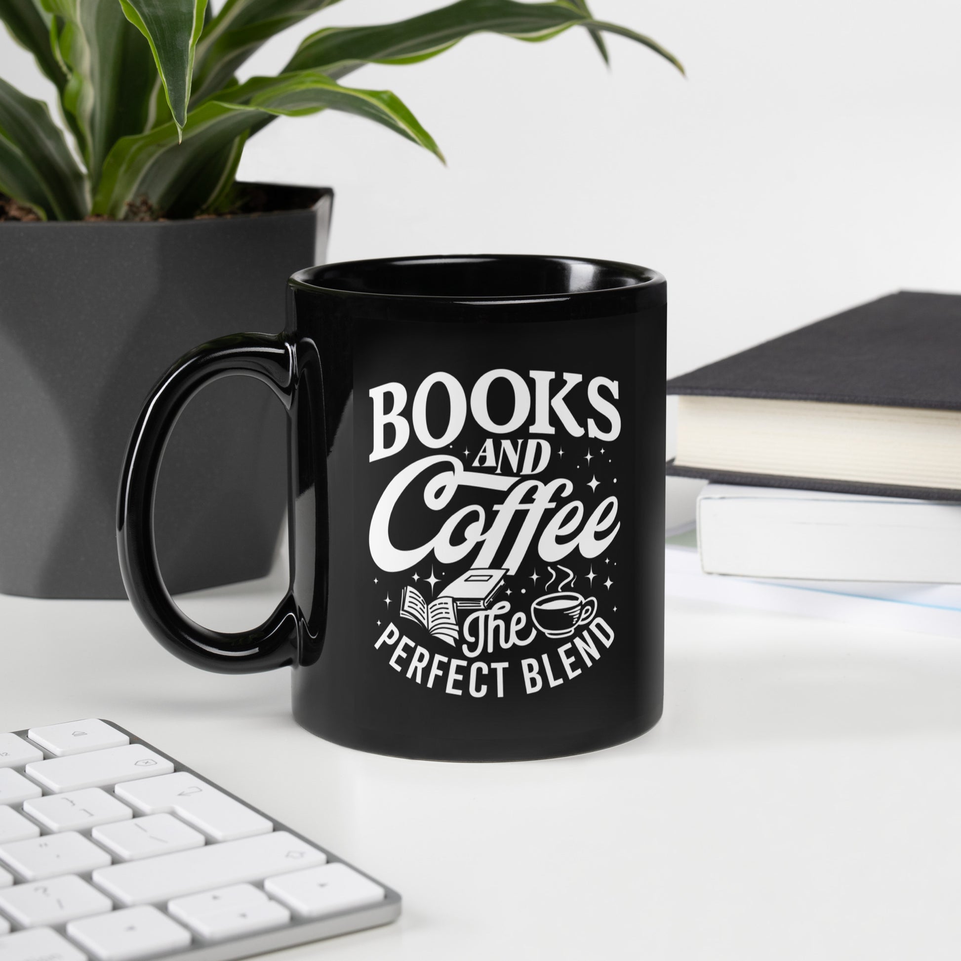 Buy 'Books and Coffee - The Perfect Blend' Mug | Exclusive Black Glossy Cup for Coffee Lovers