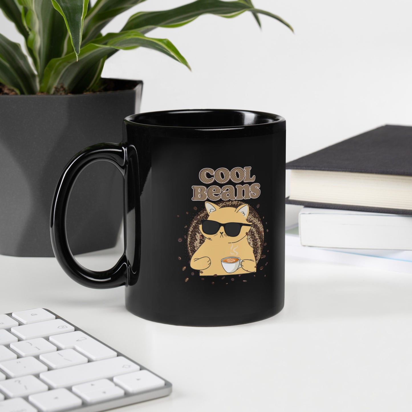 Buy 'Cool Beans Coffee Lover' Black Glossy Mug | Dino's Tees