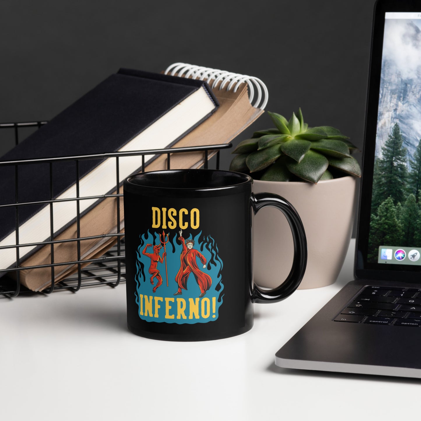 Buy 'Disco Inferno!' Black Glossy Coffee Mug | Dino's Tees