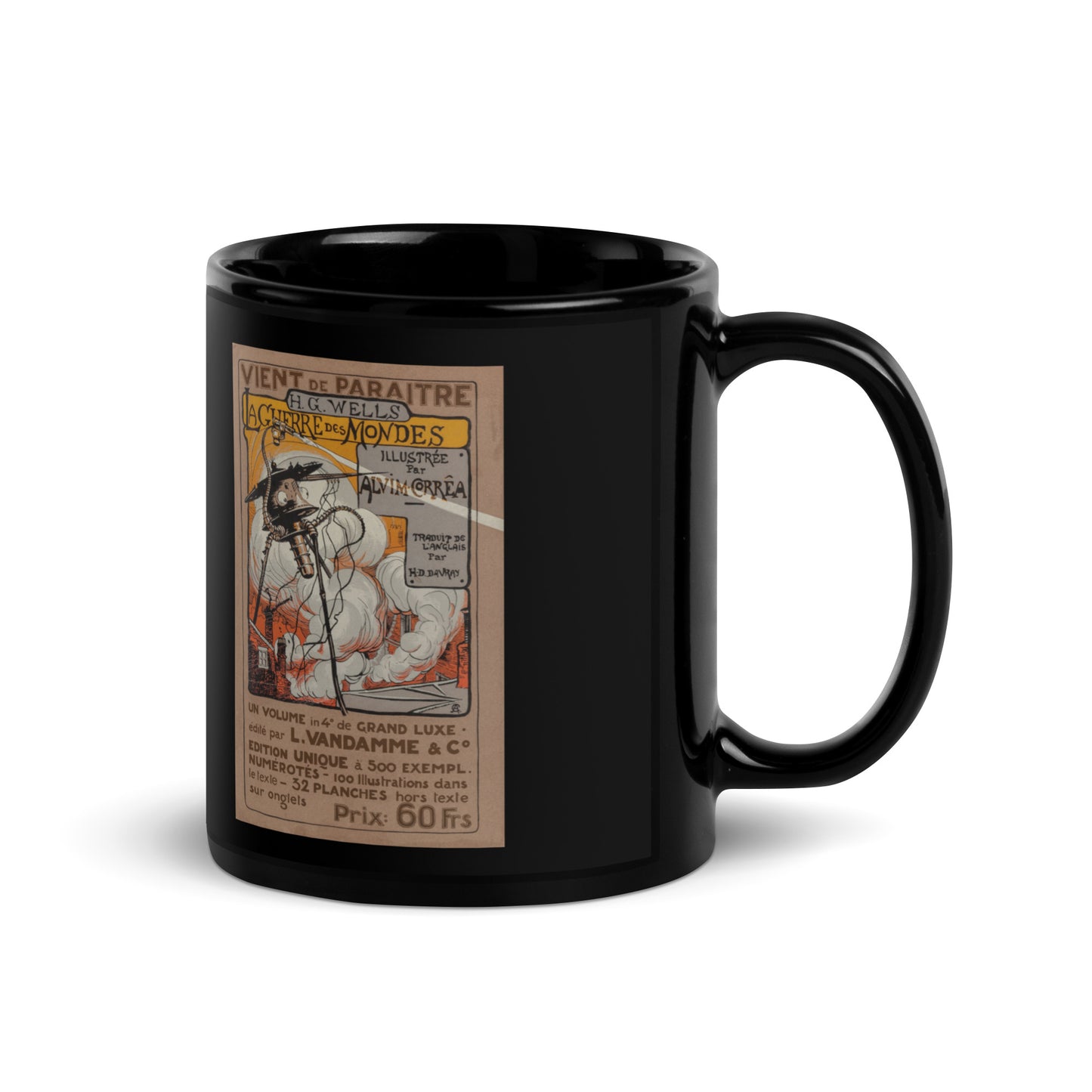 War of the Worlds H. G. Wells Classic French Poster - Black Glossy Mug