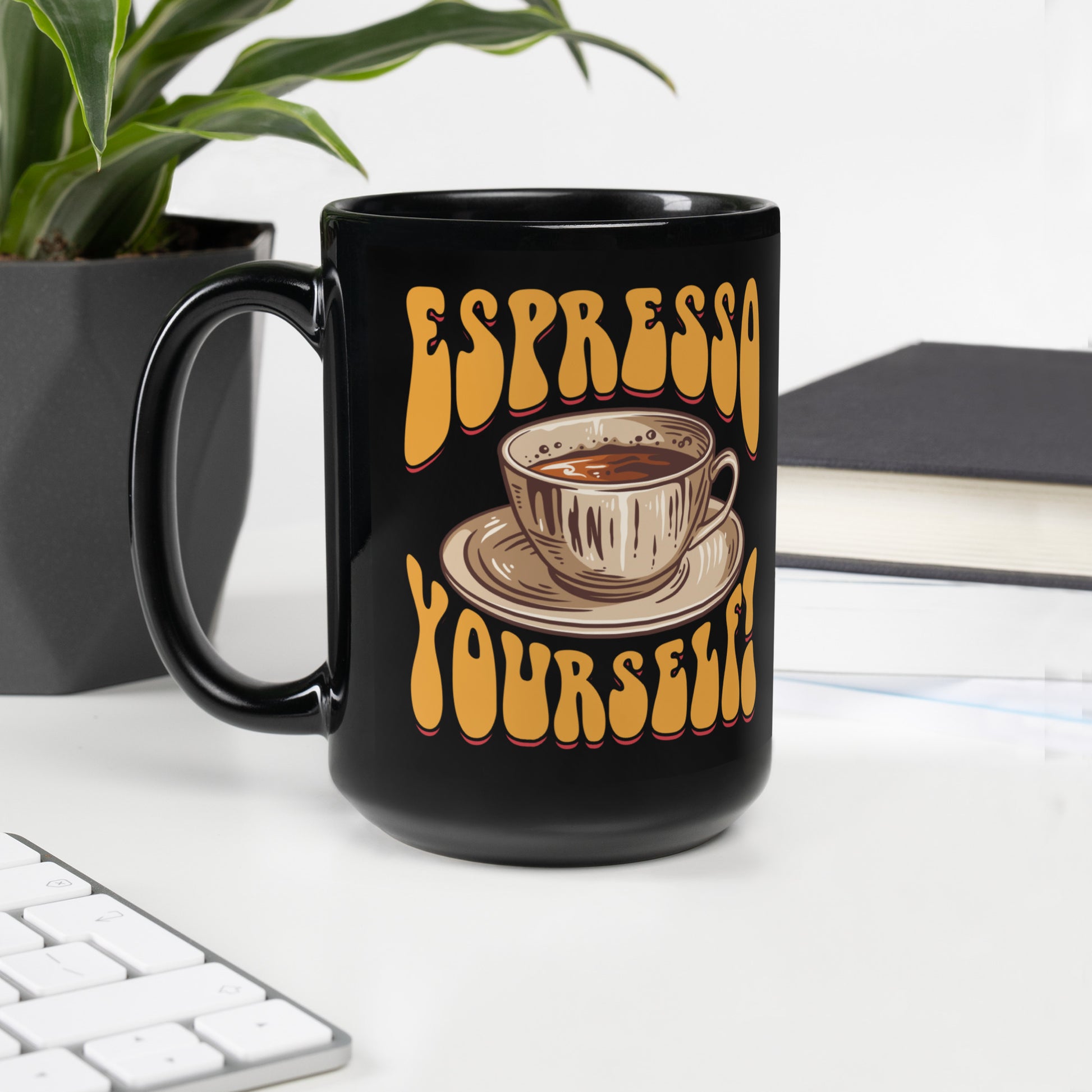 Buy 'Espresso Yourself!' Type A Mug | Exclusive Black Glossy Cup for Coffee Lovers