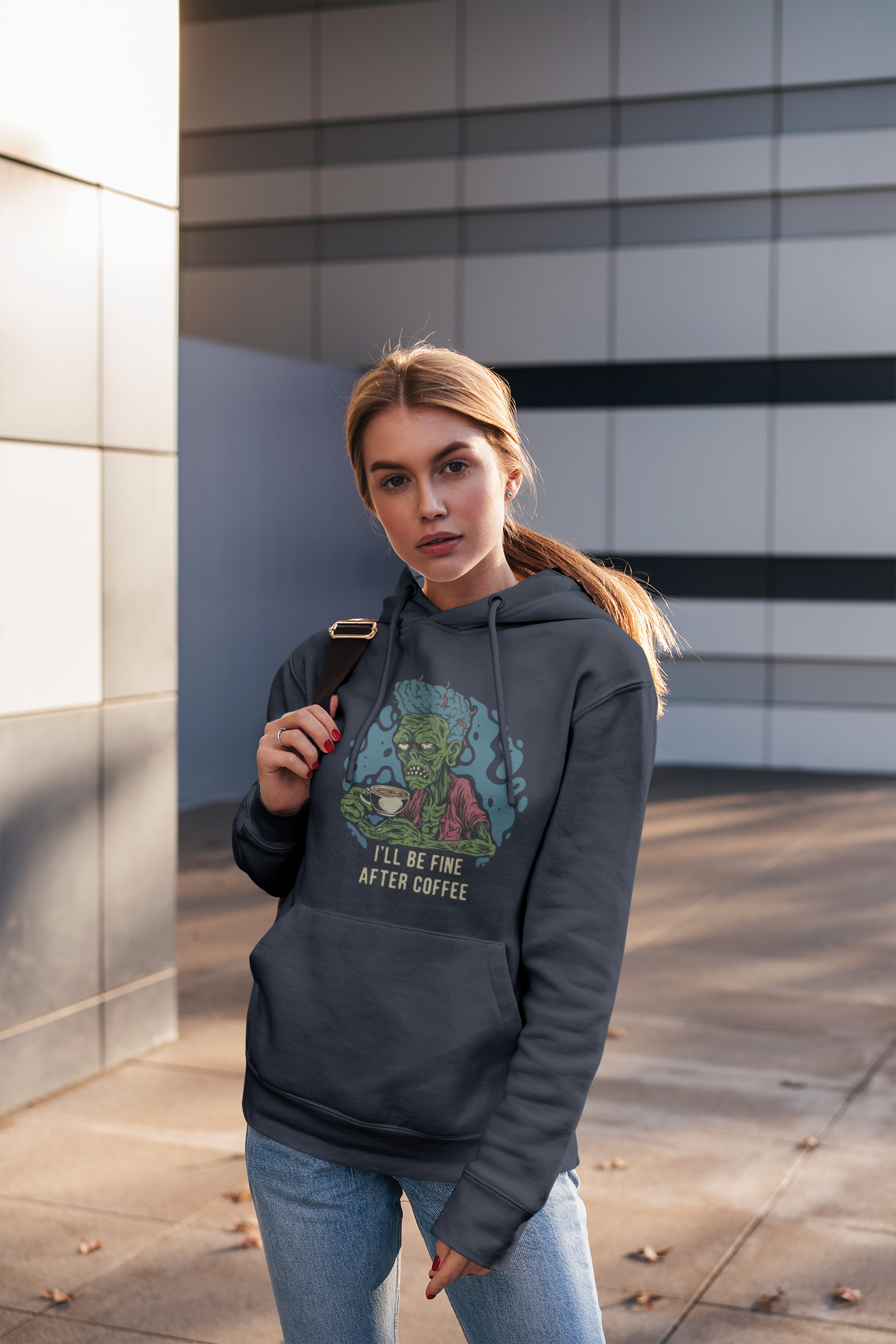 I'll Be Fine After Coffee - Unisex Zombie Hoodie for Coffee Lovers