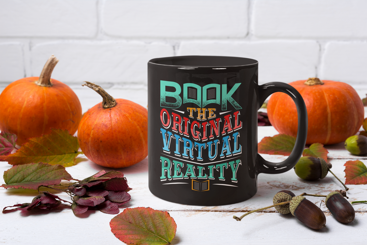 Buy 'Book - The Original Virtual Reality' Mug | Exclusive Black Glossy Cup for Coffee Lovers