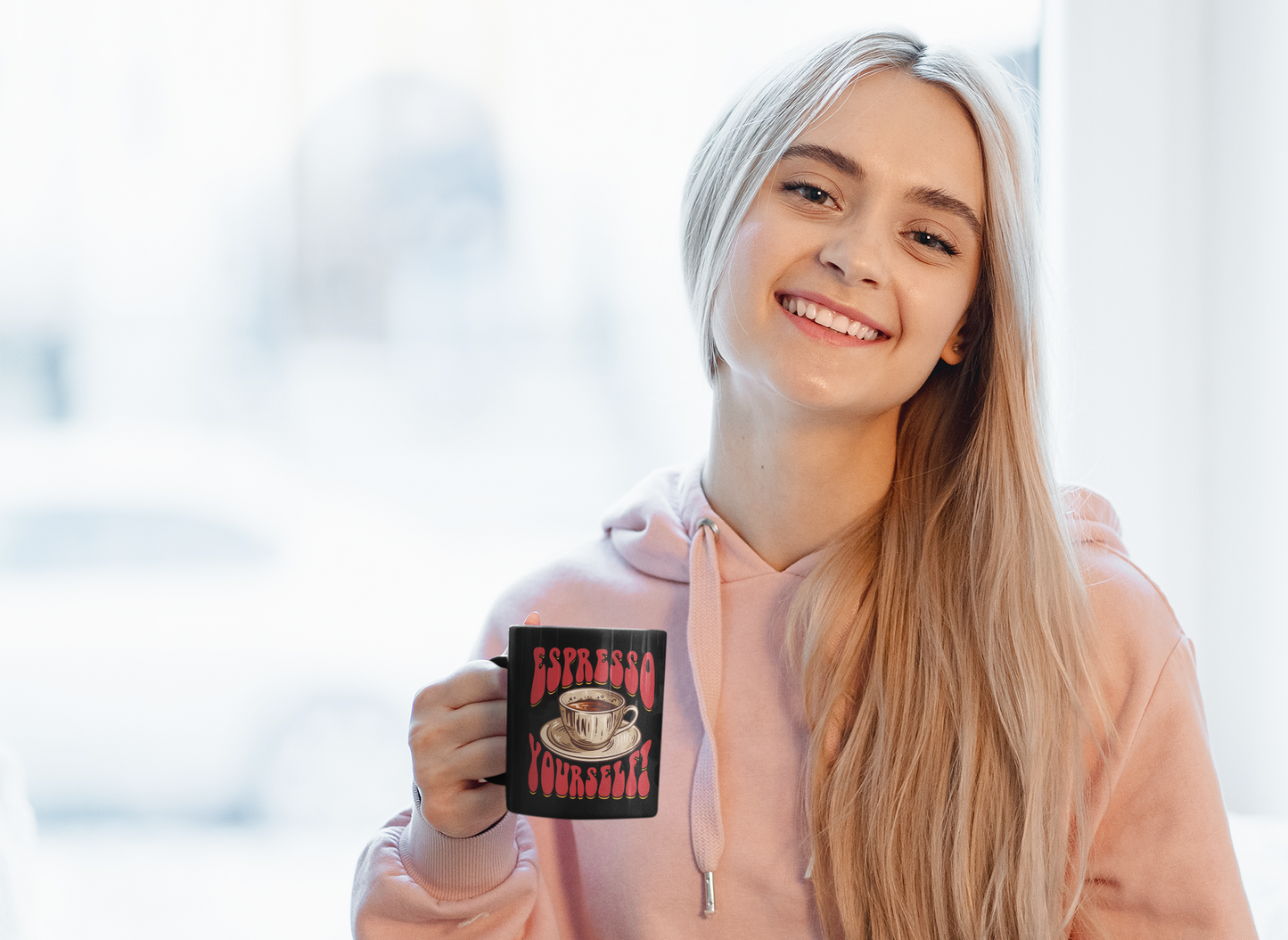 Buy 'Espresso Yourself!' Black Glossy Coffee Mug | Dino's Tees and Coffee