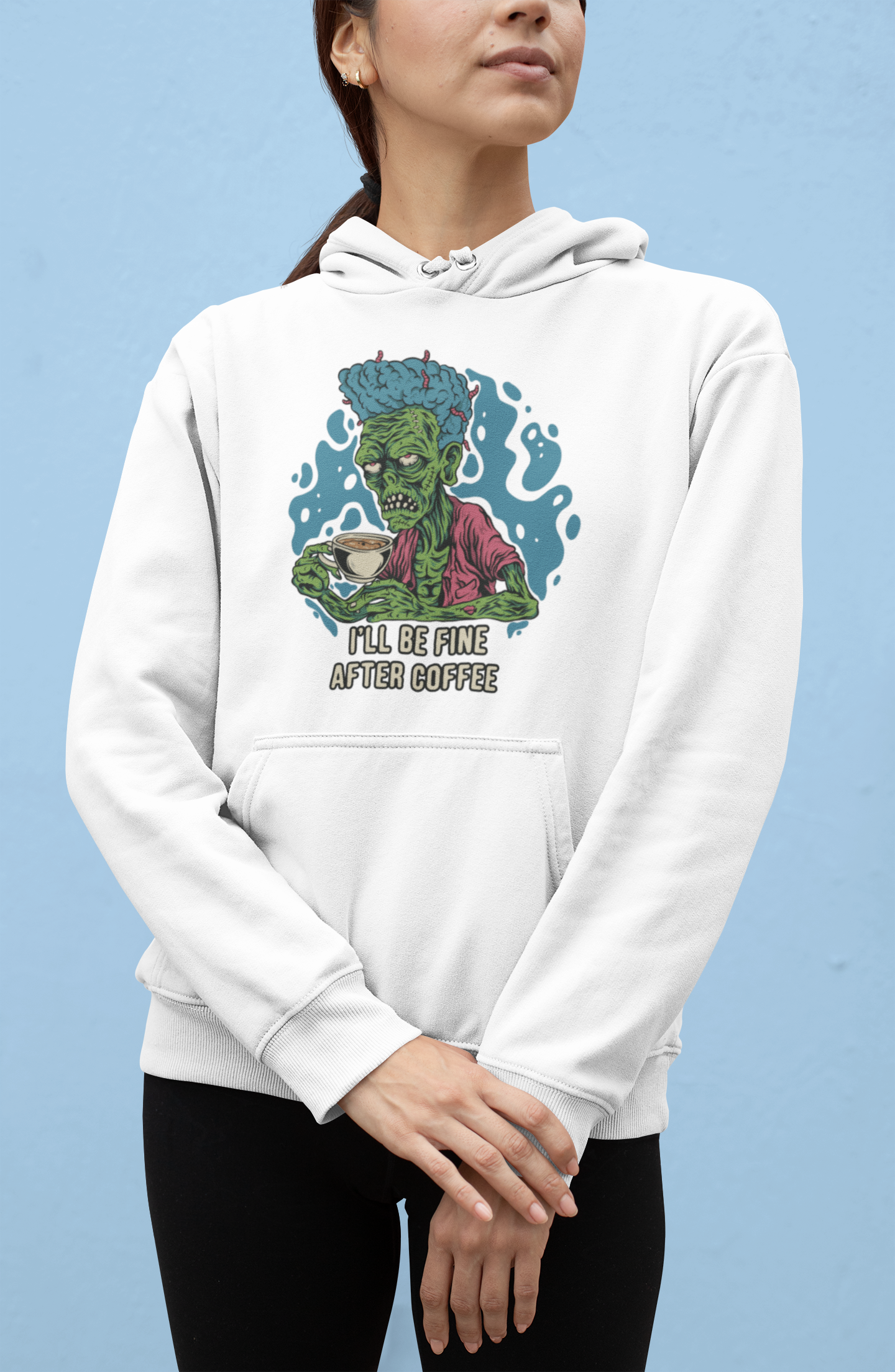 I'll Be Fine After Coffee - Unisex Zombie Hoodie for Coffee Lovers