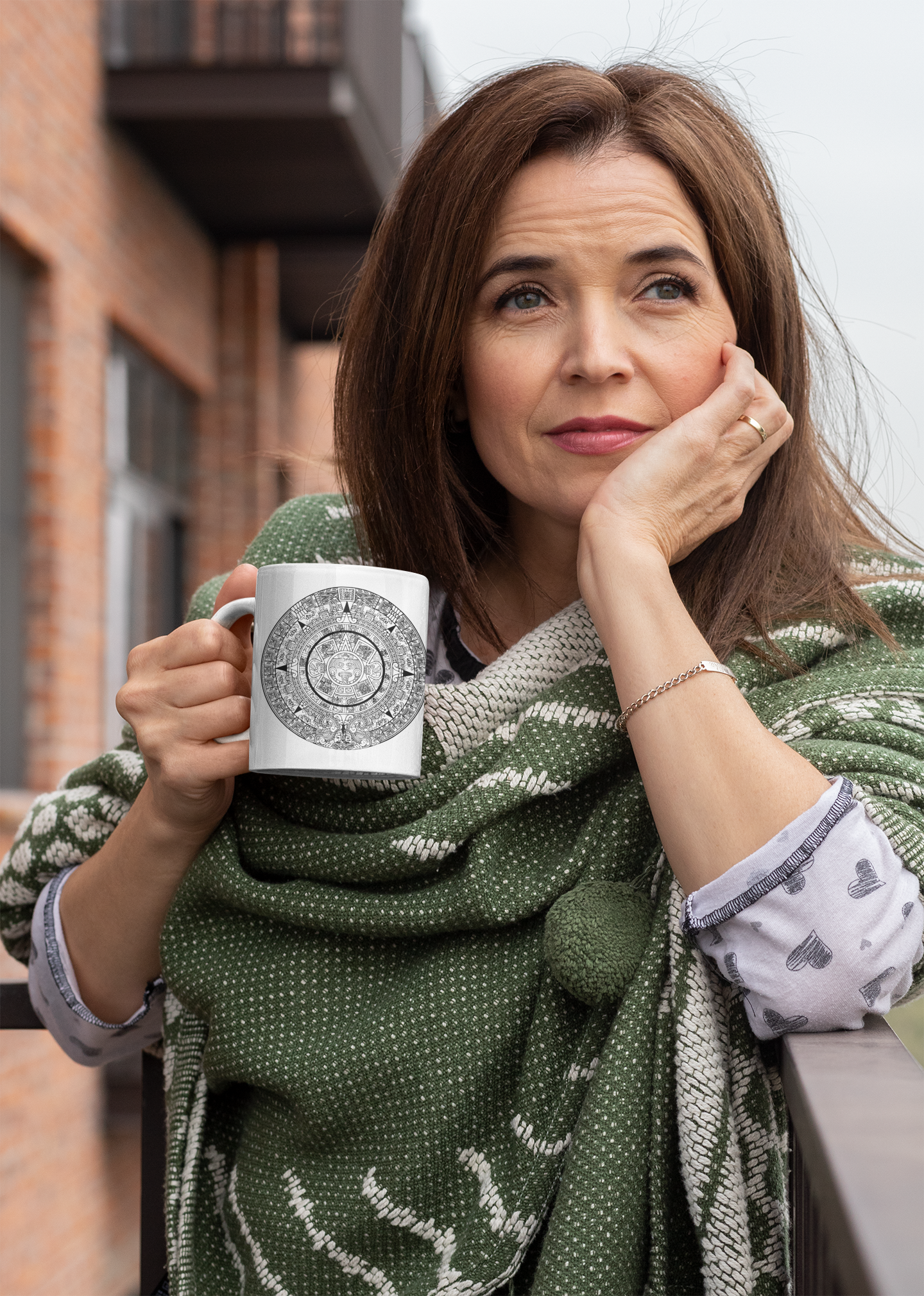 Buy Aztec Calendar Stone White Glossy Mug | Dino's Tees