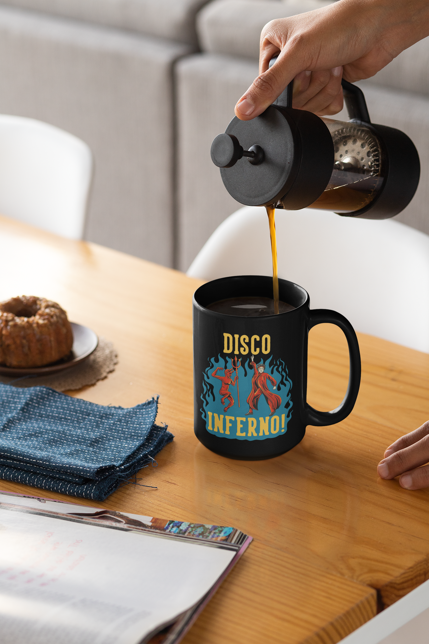 Buy 'Disco Inferno!' Black Glossy Coffee Mug | Dino's Tees