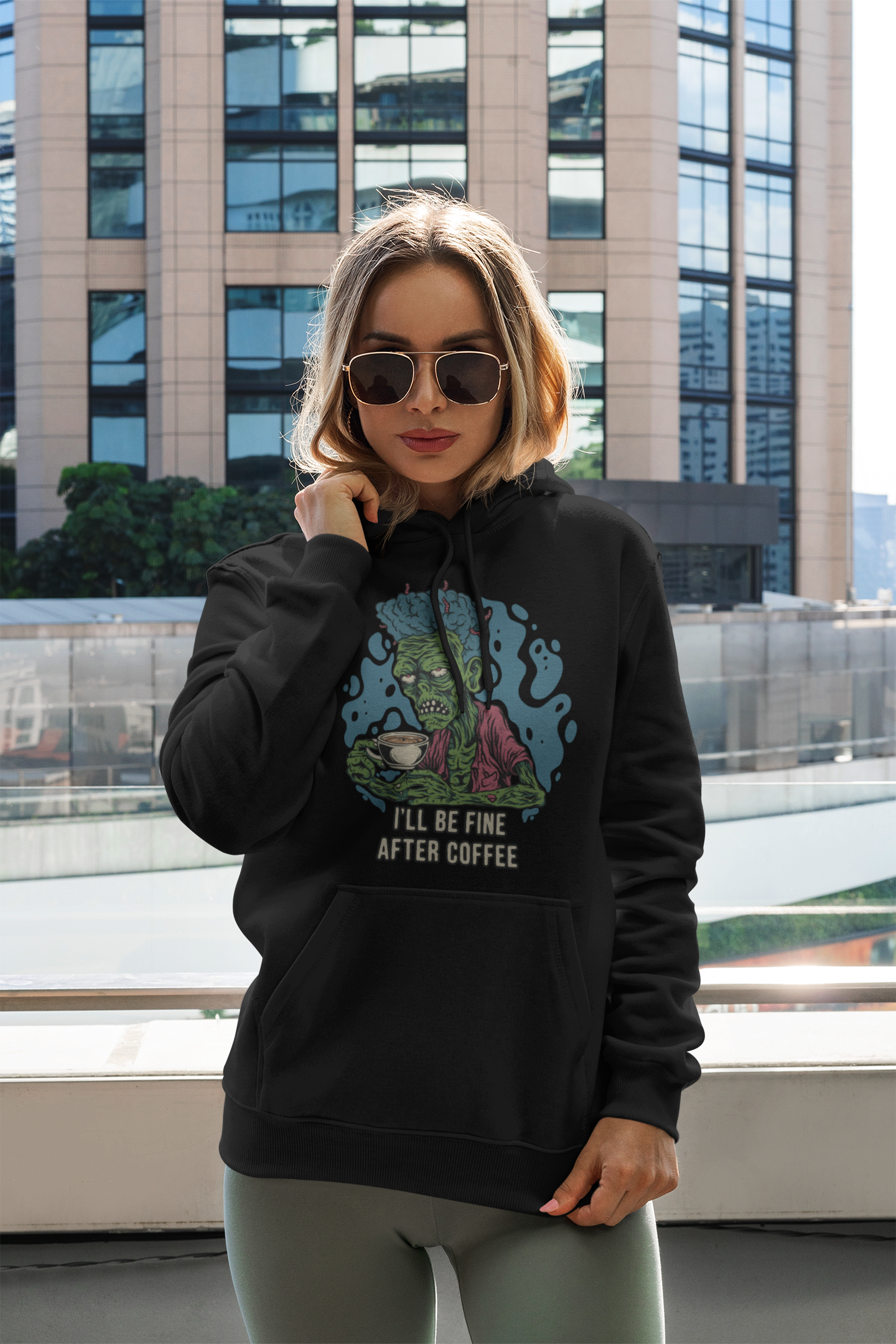 Buy 'I'll Be Fine After Coffee' Zombie Hoodie | Exclusive at Dino's Tees