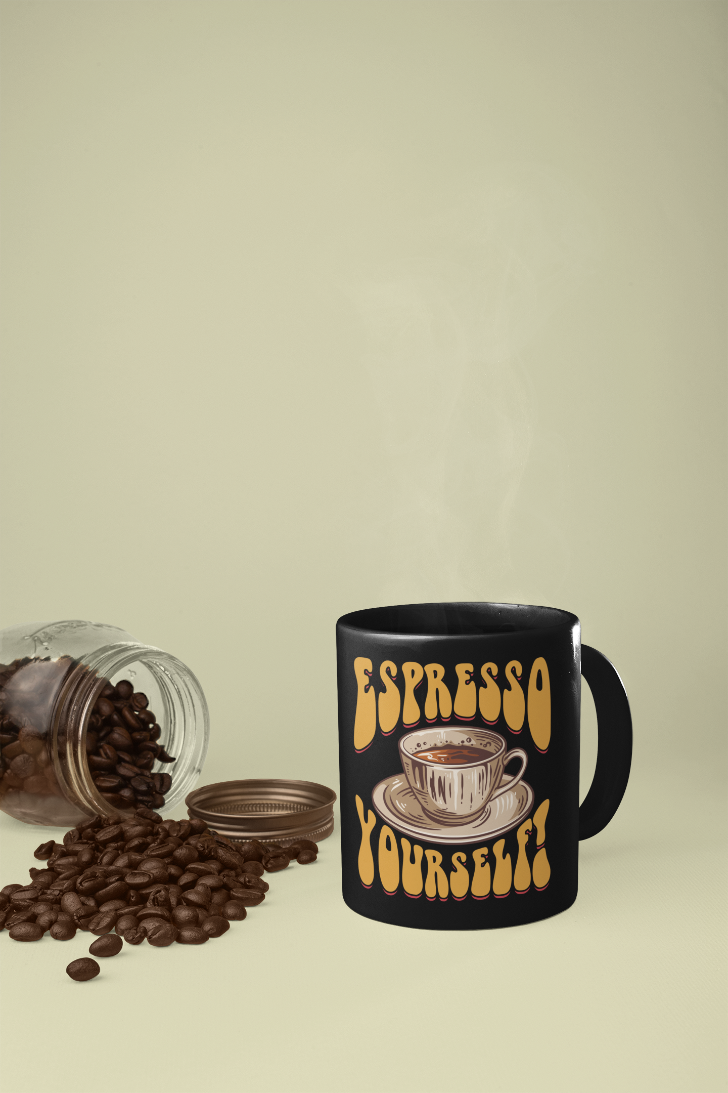 'Espresso Yourself!' Type A - Black Glossy Mug for Coffee Lovers