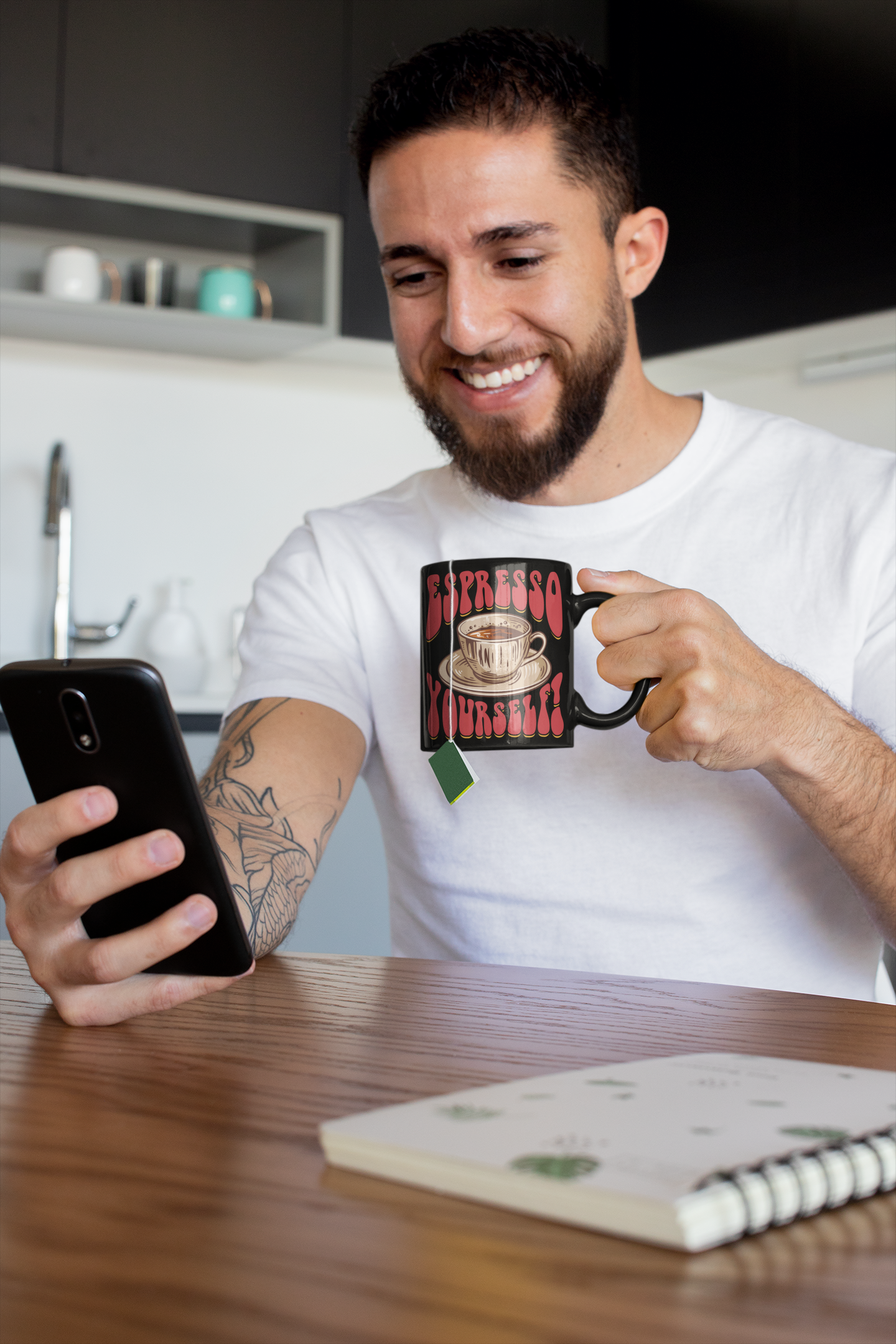 Buy 'Espresso Yourself!' Black Glossy Coffee Mug | Dino's Tees and Coffee