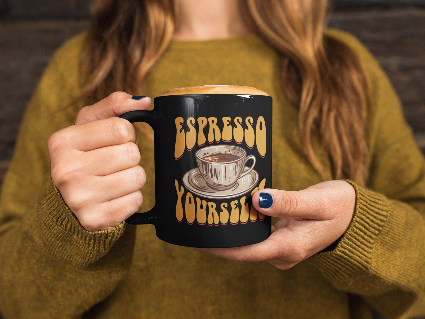 Buy 'Espresso Yourself!' Type A Mug | Exclusive Black Glossy Cup for Coffee Lovers