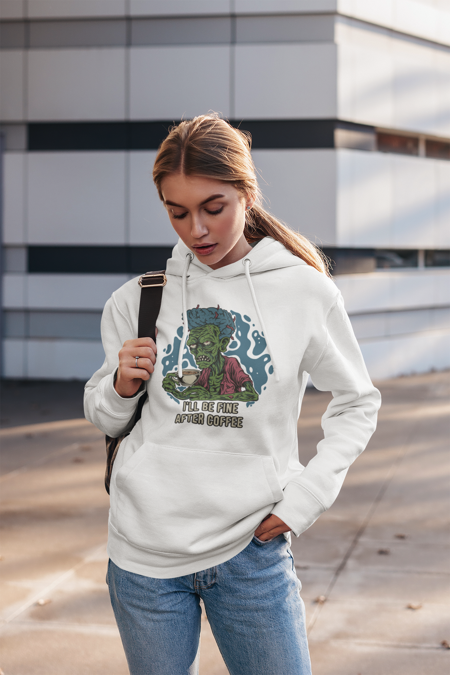 I'll Be Fine After Coffee - Unisex Zombie Hoodie for Coffee Lovers