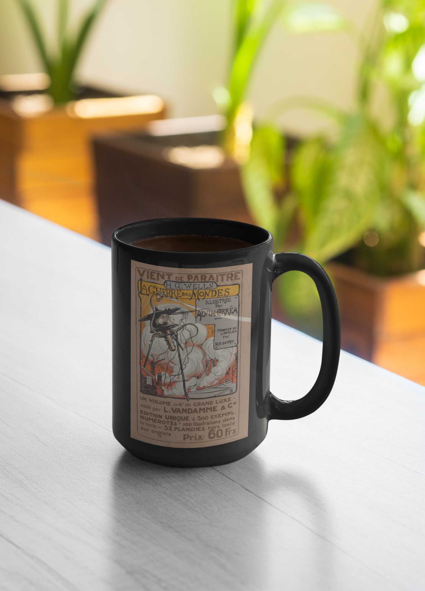 War of the Worlds H. G. Wells Classic French Poster - Black Glossy Mug