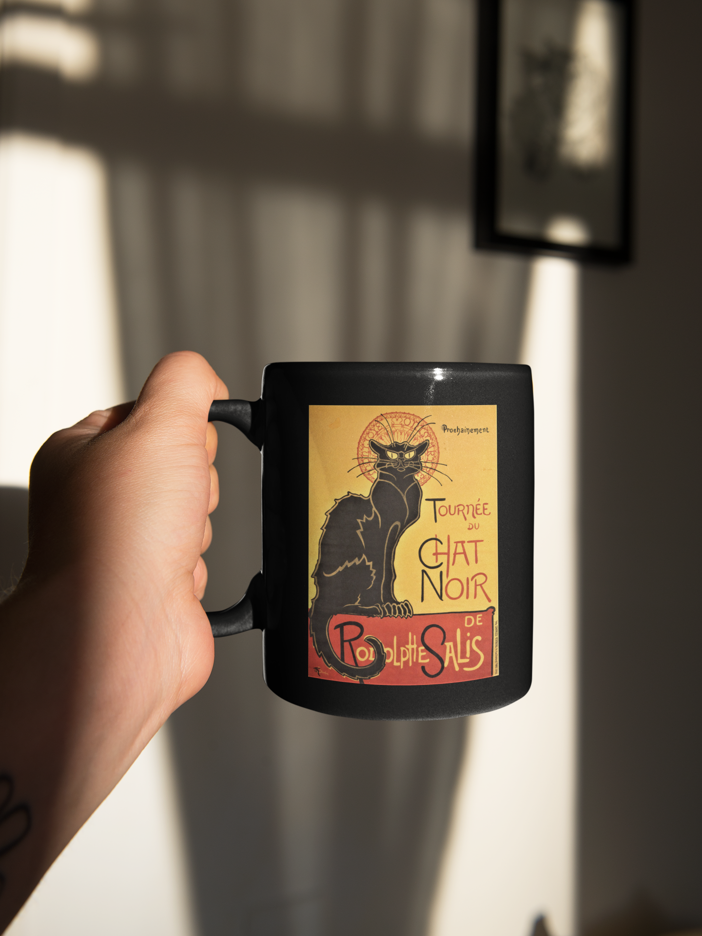 Le Chat Noir - Black Glossy Mug for Coffee and Cat Lovers