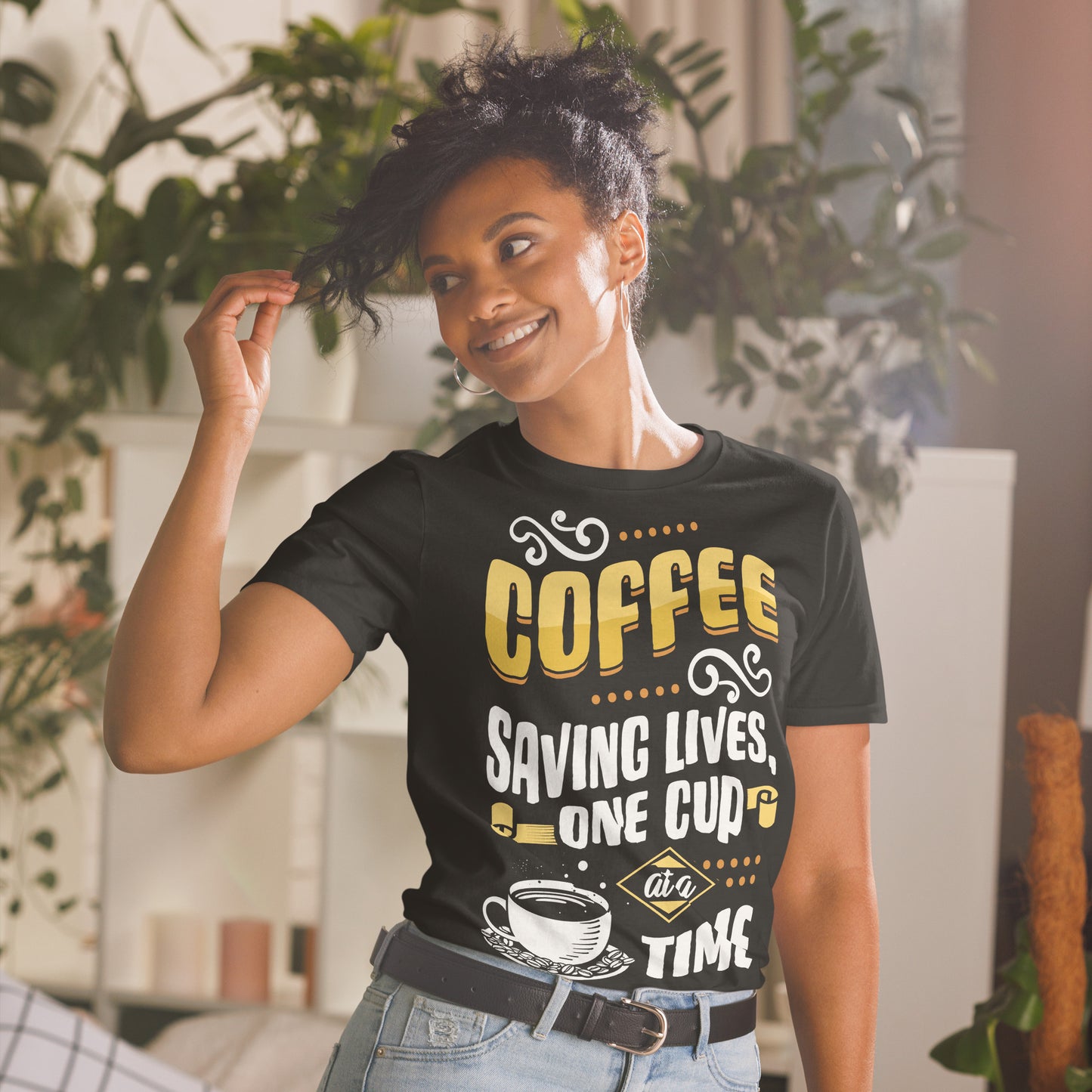 Buy 'Coffee - Saving Lives' Tee | Exclusive Unisex Shirt for Coffee Enthusiasts