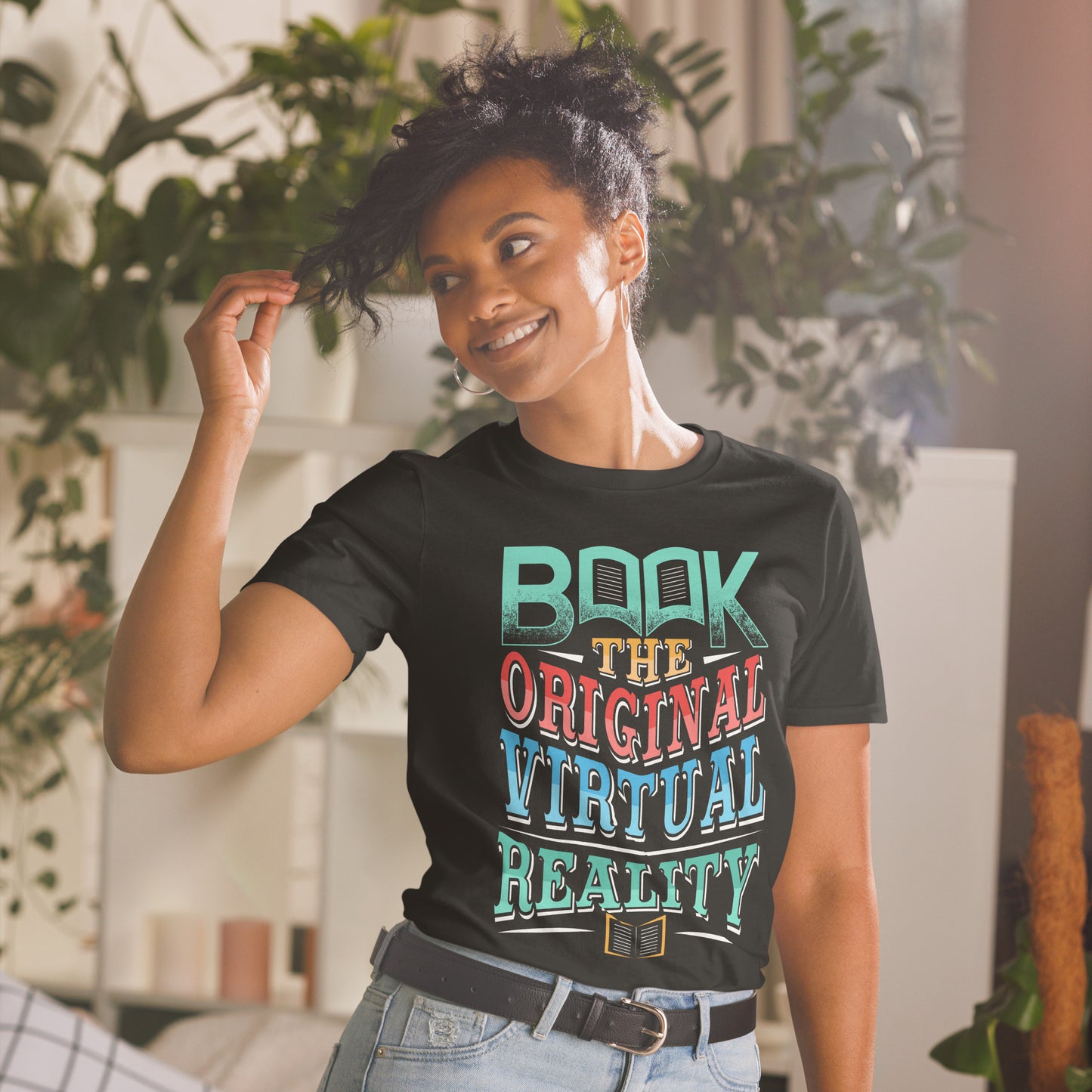 'Book - The Original Virtual Reality.' Short-Sleeve Unisex T-Shirt for Book Lovers