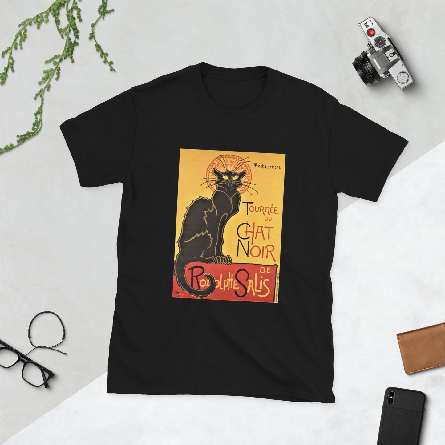 Le Chat Noir - Short-Sleeve Unisex T-Shirt for Coffee and Cat Lovers