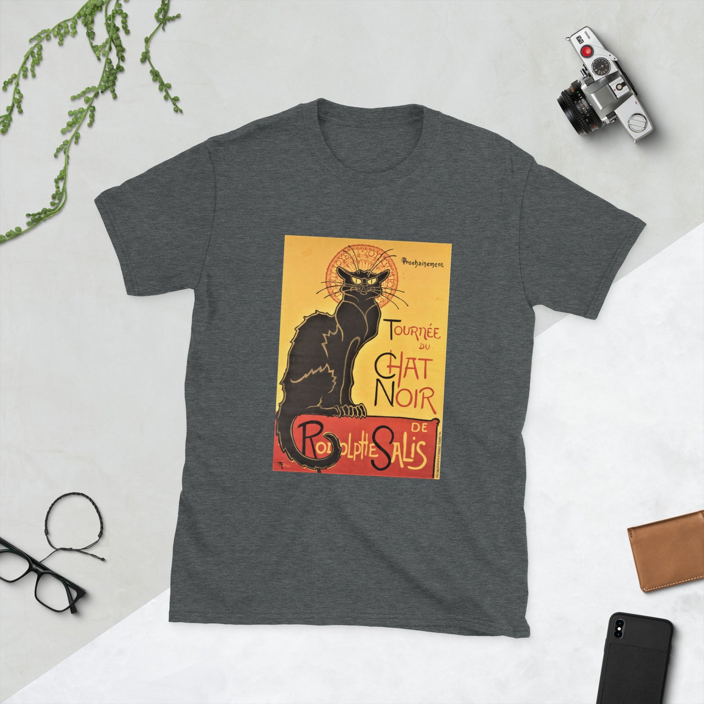 Le Chat Noir - Short-Sleeve Unisex T-Shirt for Coffee and Cat Lovers