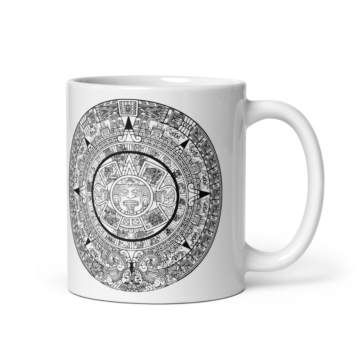 Aztec Calendar Stone - White glossy mug